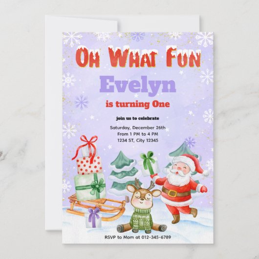 Oh wat een feestelijke uitnodiging voor kerstfeest (Voorkant)