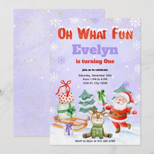 Oh wat een feestelijke uitnodiging voor kerstfeest (Voorkant / Achterkant)