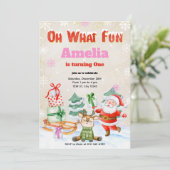 Oh wat een feestelijke uitnodiging voor kerstfeest (Staand voorkant)