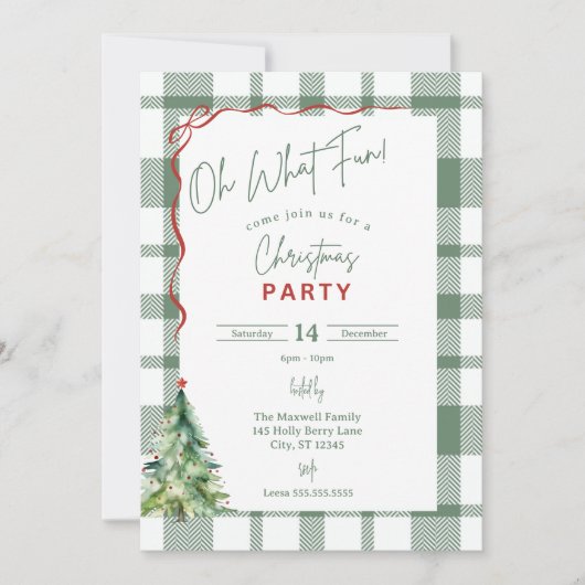 Oh Wat een feestelijke uitnodiging voor kerstfeest (Voorkant)