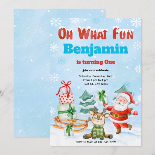 Oh wat een feestelijke uitnodiging voor kerstfeest (Voorkant / Achterkant)