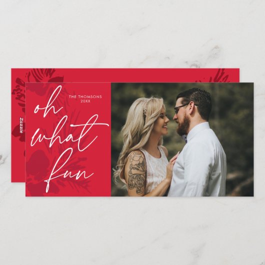 Oh Wat een flun, helder kerstrood Feestdagenkaart (Voorkant / Achterkant)