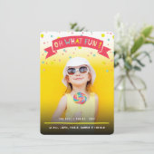 Oh Wat Een Fun Banner Kleurrijke Confetti Stippen  Feestdagenkaart (Staand voorkant)