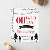 Oh! Wat een Fun! Kerstfeest Uitnodiging! Notitiekaartje (Voorkant / Achterkant in situ)