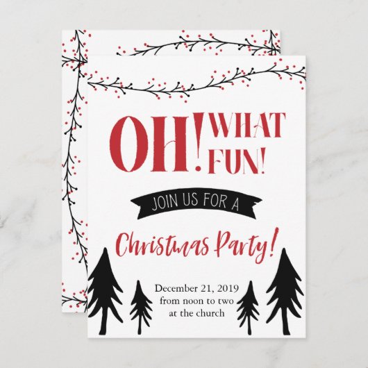Oh! Wat een Fun! Kerstfeest Uitnodiging! Notitiekaartje (Voorkant / Achterkant)