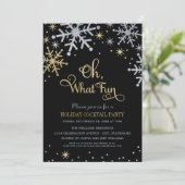 Oh Wat een Fun Silver Gold Snowflakes Holiday Part Kaart (Staand voorkant)