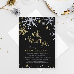 Oh Wat een Fun Silver Gold Snowflakes Holiday Part Kaart