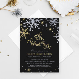 Oh Wat een Fun Silver Gold Snowflakes Holiday Part Kaart