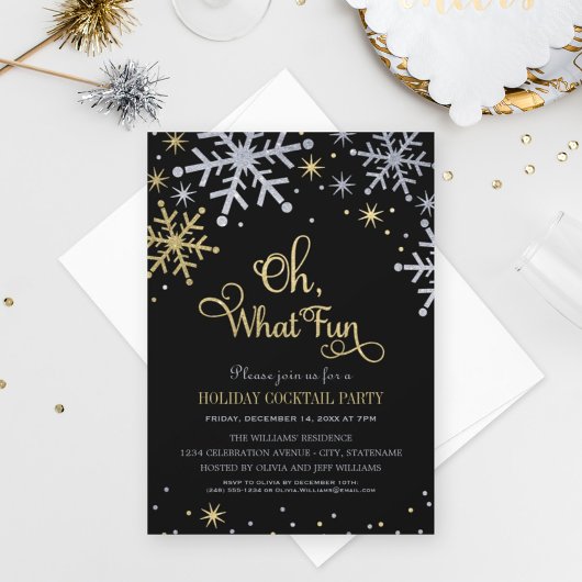 Oh Wat een Fun Silver Gold Snowflakes Holiday Part Kaart