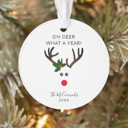 Oh, wat een jaar grappig citaat renrendier naam ja ornament (Boom)