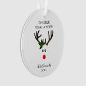Oh, wat een jaar grappig citaat renrendier naam ja ornament (voorkant)