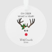 Oh, wat een jaar grappig citaat renrendier naam ja ornament (achterkant)