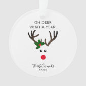 Oh, wat een jaar grappig citaat renrendier naam ja ornament (voorkant)