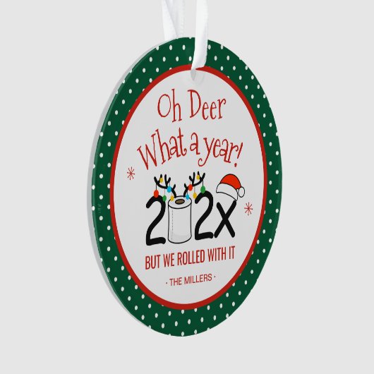 Oh, wat een jaar grappige toiletpapier rolt ornament (voorkant)
