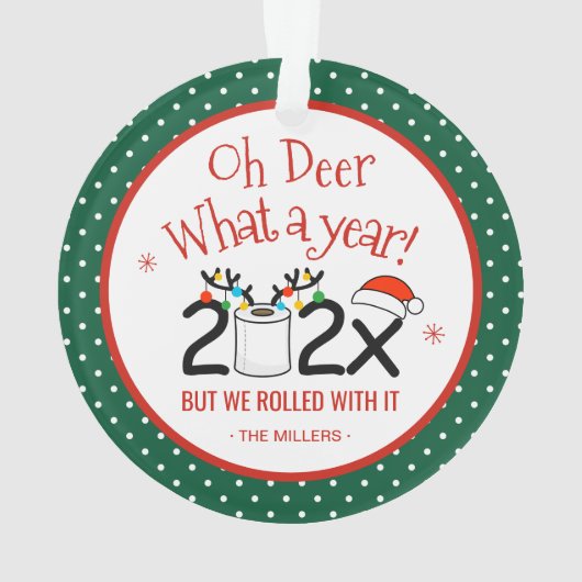 Oh, wat een jaar grappige toiletpapier rolt ornament (achterkant)