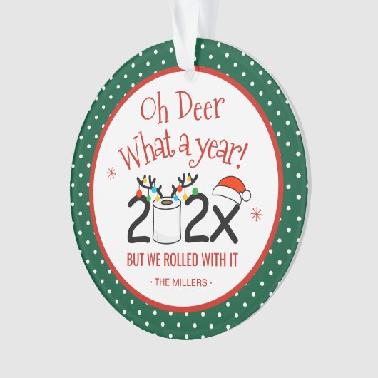 Oh, wat een jaar grappige toiletpapier rolt ornament (voorkant)