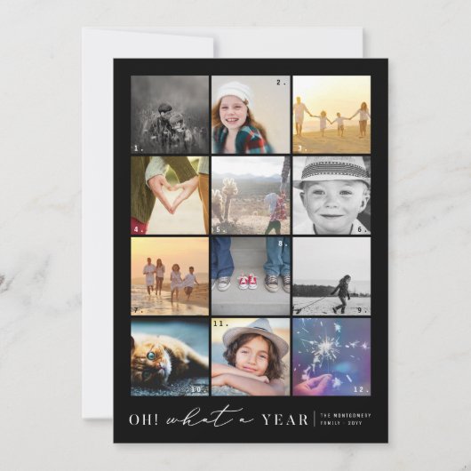 Oh wat een jaar in Review minimale 12 fotocollage Feestdagenkaart (Voorkant)