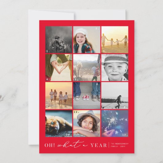 Oh! Wat een jaar in Review moderne 20 fotocollage Feestdagenkaart (Voorkant)