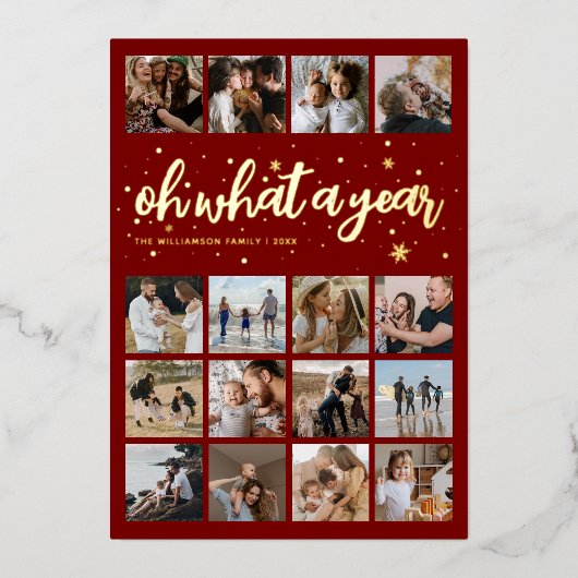Oh Wat een Jaar Kerst Foto Folie Feestdagenkaart (Voorkant)