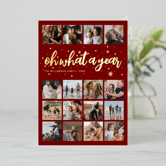 Oh Wat een Jaar Kerst Foto Folie Feestdagenkaart (Staand Voorkant)