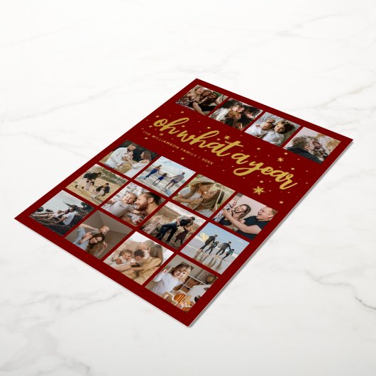 Oh Wat een Jaar Kerst Foto Folie Feestdagenkaart (Gedraaid)