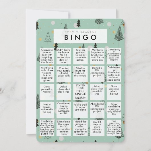 Oh wat een jaar Mint Green Quarantine Bingo Kerstm Feestdagenkaart (Voorkant)
