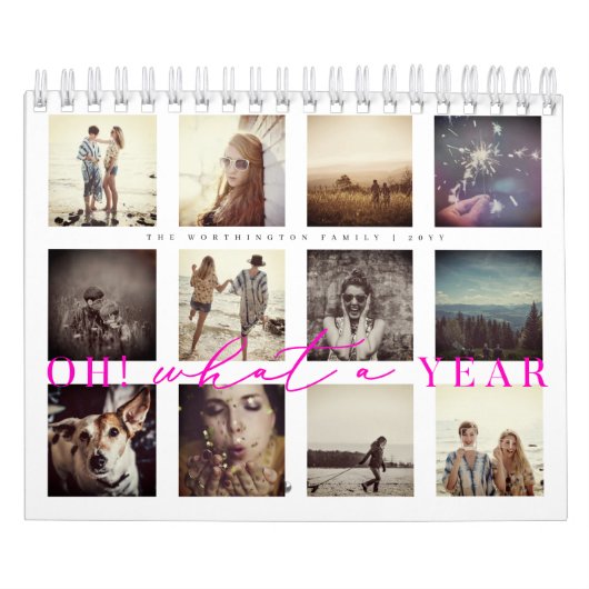 Oh wat een jaar moderne, minimalistische 12-fotoco kalender (Hoes)