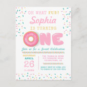 Oh wat een leuk donut feestje voor de eerste verja briefkaart (Voorkant)