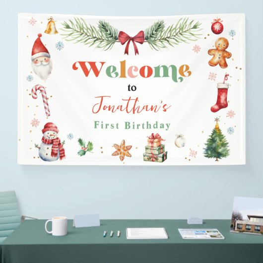 Oh wat een leuk eerste kerstfeest welkom spandoek (Beurs)