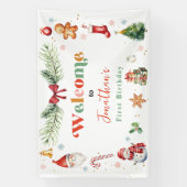 Oh wat een leuk eerste kerstfeest welkom spandoek (Verticaal)