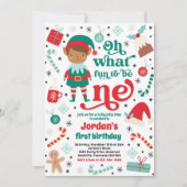 Oh wat een leuk elf kerst 1e verjaardagsfeest kaart (Voorkant)