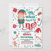 Oh wat een leuk elf kerst 1e verjaardagsfeest kaart (Voorkant)