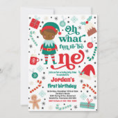 Oh wat een leuk elf kerst 1e verjaardagsfeest kaart (Voorkant)