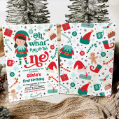 Oh wat een leuk elf kerst 1e verjaardagsfeest kaart