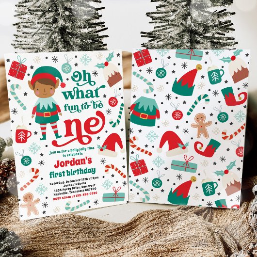 Oh wat een leuk elf kerst 1e verjaardagsfeest kaart