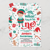 Oh wat een leuk elf kerst 1e verjaardagsfeest kaart (Voorkant / Achterkant)