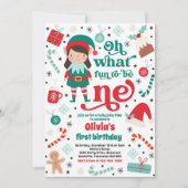 Oh wat een leuk elf kerst 1e verjaardagsfeest kaart (Voorkant)