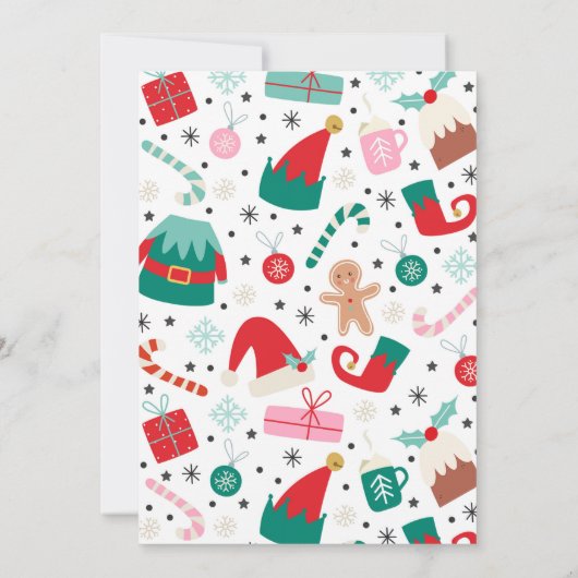 Oh wat een leuk elf kerstfeestje kaart (Achterkant)