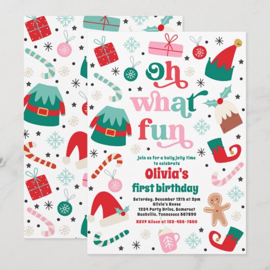 Oh wat een leuk elf kerstfeestje kaart (Voorkant / Achterkant)