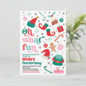 Oh wat een leuk elf kerstfeestje kaart (Staand voorkant)