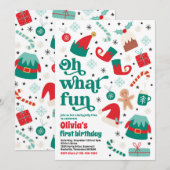 Oh wat een leuk elf kerstfeestje kaart (Voorkant / Achterkant)