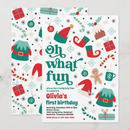 Oh wat een leuk elf kerstfeestje kaart (Voorkant / Achterkant)