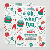 Oh wat een leuk elf kerstfeestje kaart (Voorkant / Achterkant)