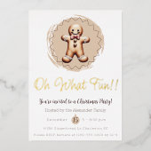 Oh wat een leuk Gingerbread Man-vakantiefeest | Wi Folie Uitnodiging (Voorkant)