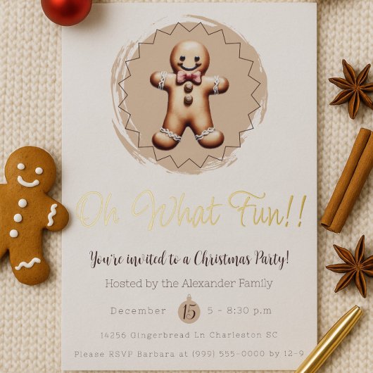 Oh wat een leuk Gingerbread Man-vakantiefeest | Wi Folie Uitnodiging