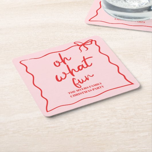 Oh wat een leuk handgetekend kerstfeest kartonnen onderzetters (Schuin)