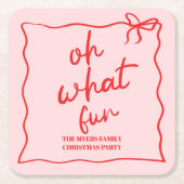 Oh wat een leuk handgetekend kerstfeest kartonnen onderzetters (Voorkant)