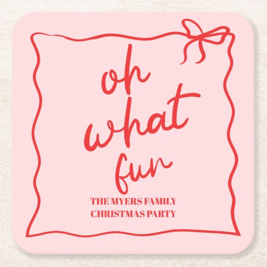 Oh wat een leuk handgetekend kerstfeest kartonnen onderzetters (Voorkant)