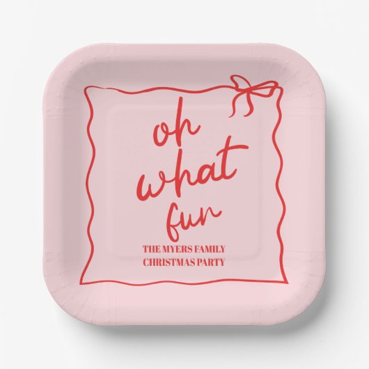 Oh wat een leuk handgetekend kerstfeest papieren bordje (Voorkant)
