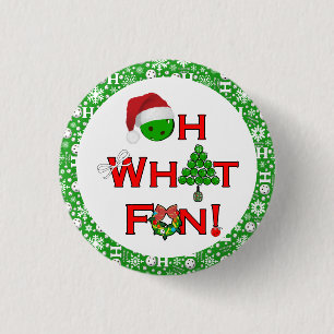 Oh wat een leuk kerst pickleball party groen ho ho ronde button 3,2 cm